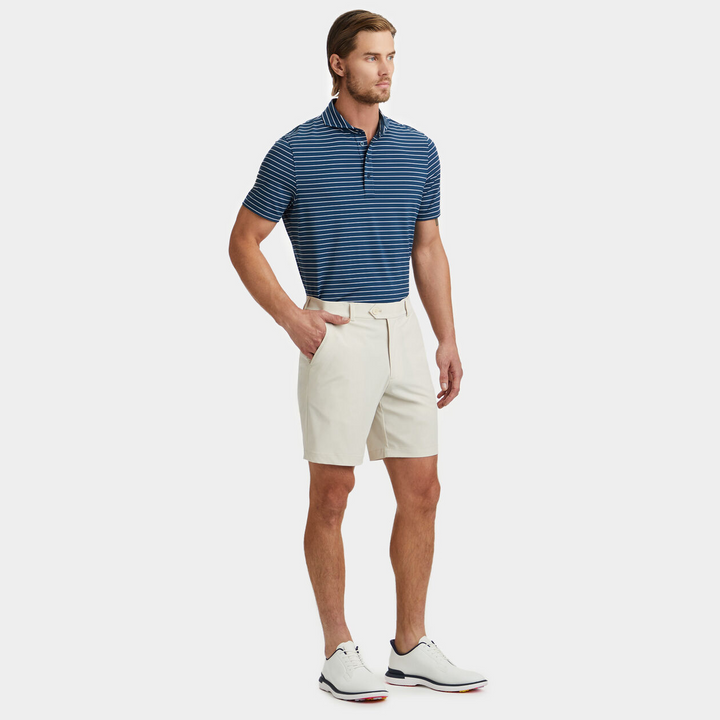 G/FORE MENS FEEDER STRIPE TECH JERSEY POLO - STORM