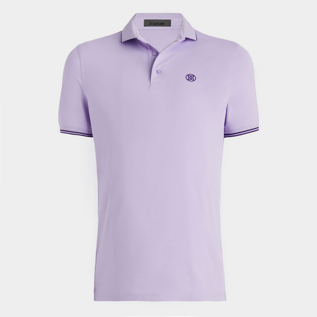 G/FORE MEN'S RIB COLLAR TECH PIQUÉ MODERN SPREAD COLLAR BANDED SLEEVE POLO - AURA