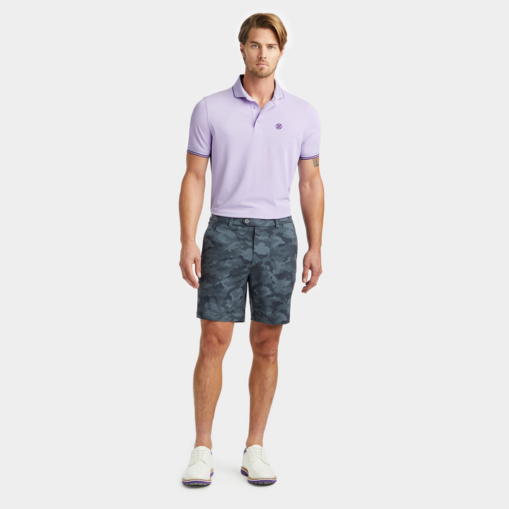 G/FORE MEN'S RIB COLLAR TECH PIQUÉ MODERN SPREAD COLLAR BANDED SLEEVE POLO - AURA