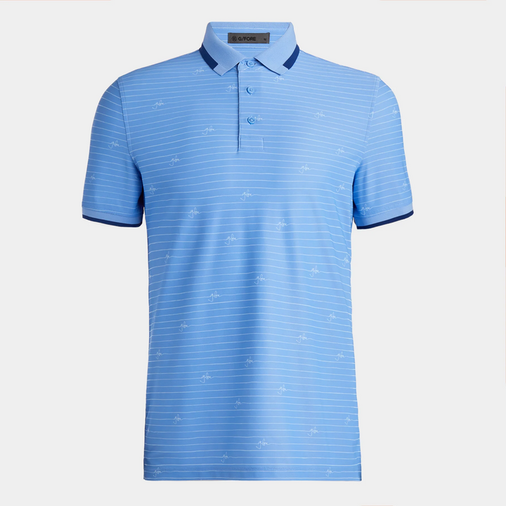 G/FORE MEN'S SCRIPT STRIPE TECH JERSEY POLO - DAWN