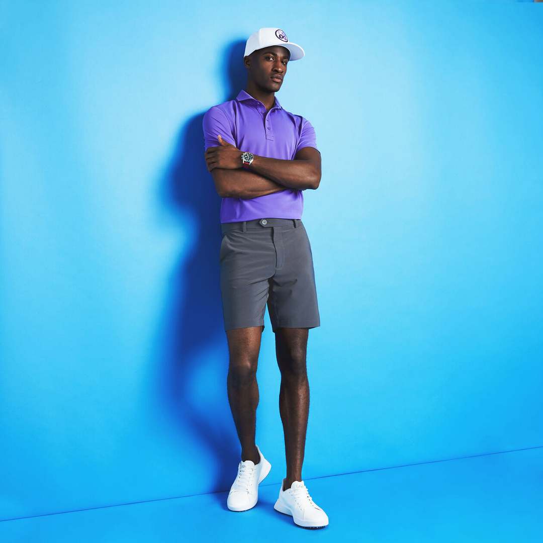 G/FORE MEN'S RIB GUSSET TECH PIQUÉ MODERN SPREAD COLLAR POLO - CANYON