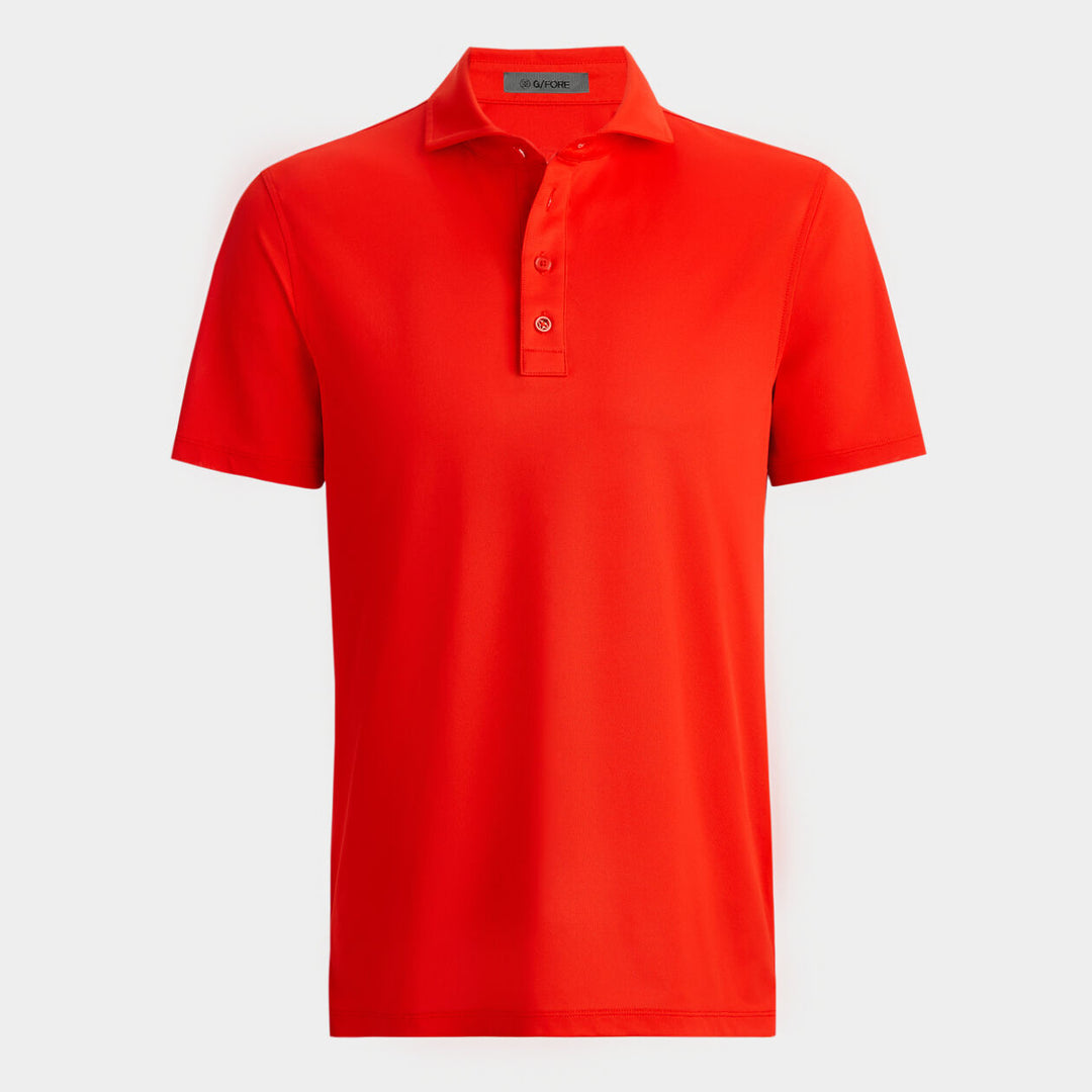 G/FORE MEN'S RIB GUSSET TECH PIQUÉ MODERN SPREAD COLLAR POLO - POPPY