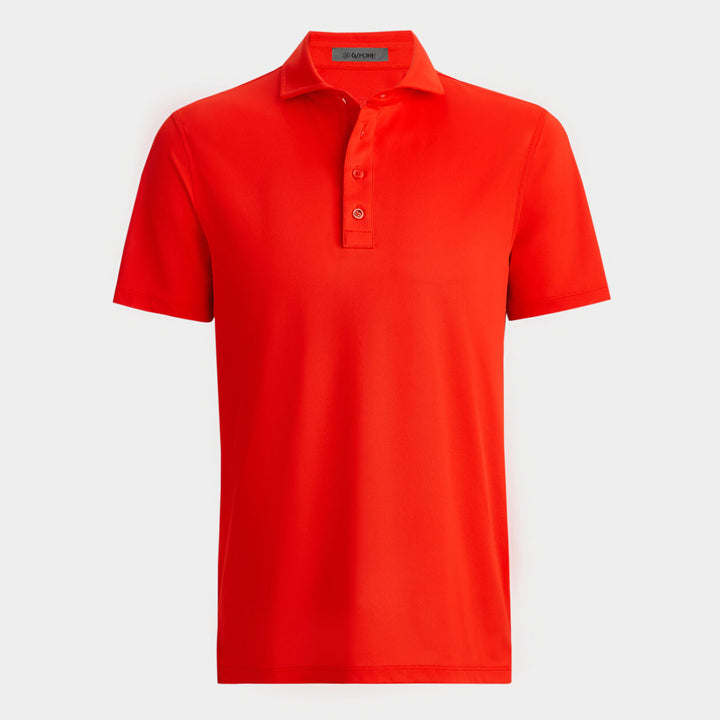 G/FORE MEN'S RIB GUSSET TECH PIQUÉ MODERN SPREAD COLLAR POLO - POPPY