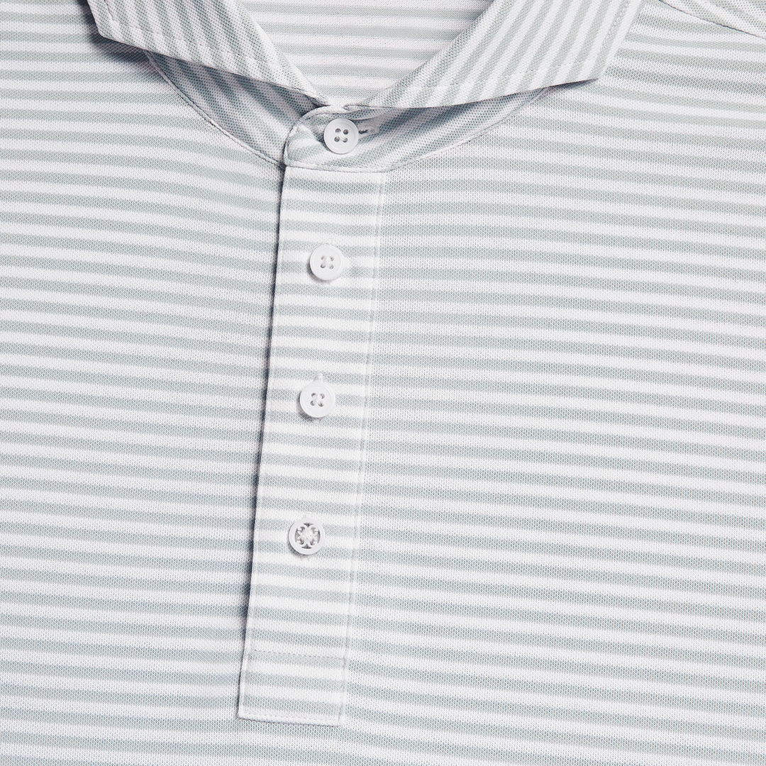 G/FORE MEN'S FEEDER STRIPE TECH PIQUÉ MODERN SPREAD COLLAR POLO - NIMBUS