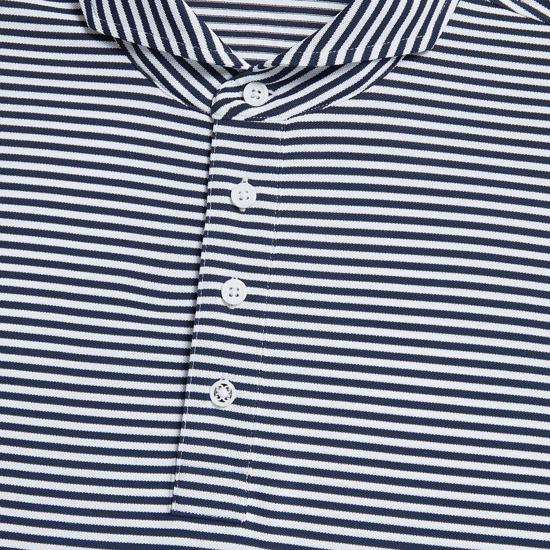 G/FORE MEN'S FEEDER STRIPE TECH PIQUÉ MODERN SPREAD COLLAR POLO - TWILIGHT