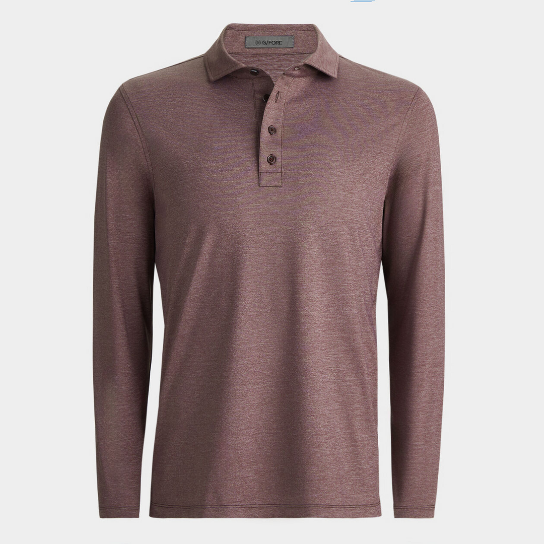 G/FORE MEN'S LTD EDITION MÉLANGE ICE NYLON LONG SLEEVE POLO - HEATHER PORT