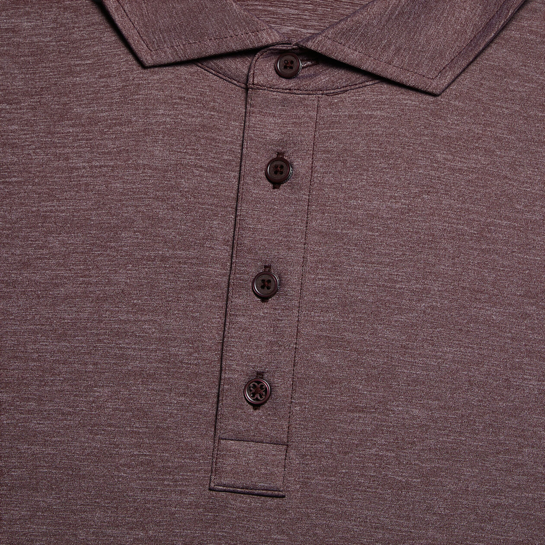 G/FORE MEN'S LTD EDITION MÉLANGE ICE NYLON LONG SLEEVE POLO - HEATHER PORT