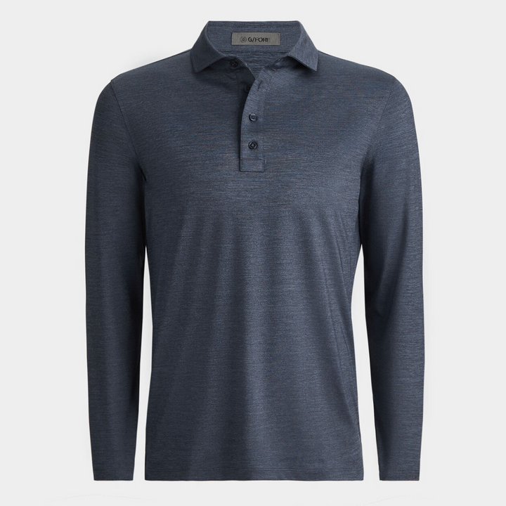 G/FORE MEN'S LTD EDITION MÉLANGE ICE NYLON LONG SLEEVE POLO - HEATHER TWILIGHT