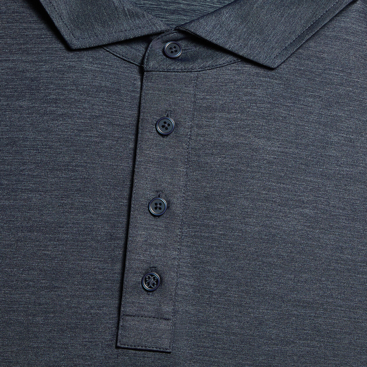 G/FORE MEN'S LTD EDITION MÉLANGE ICE NYLON LONG SLEEVE POLO - HEATHER TWILIGHT