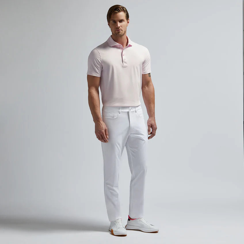 G/FORE MEN'S RIB GUSSET TECH PIQUÉ MODERN SPREAD COLLAR POLO - BLUSH