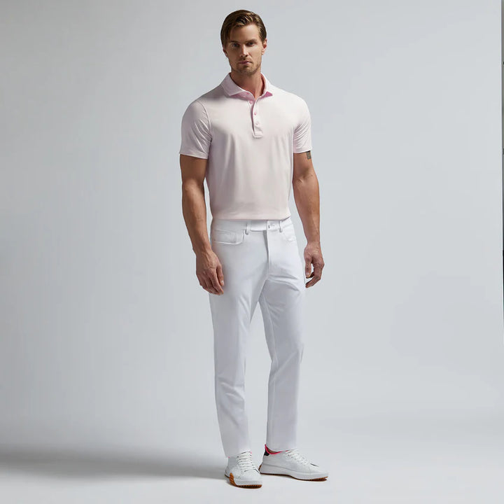 G/FORE MEN'S RIB GUSSET TECH PIQUÉ MODERN SPREAD COLLAR POLO - BLUSH