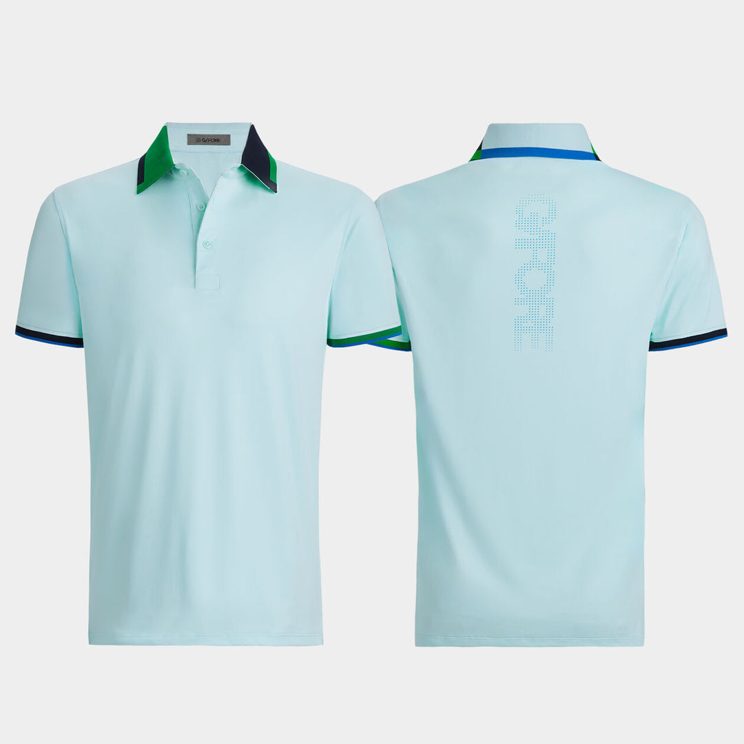 G/FORE MEN'S SILKY PIQUÉ CONTRAST BANDED SLEEVE POLO - DAYBREAK