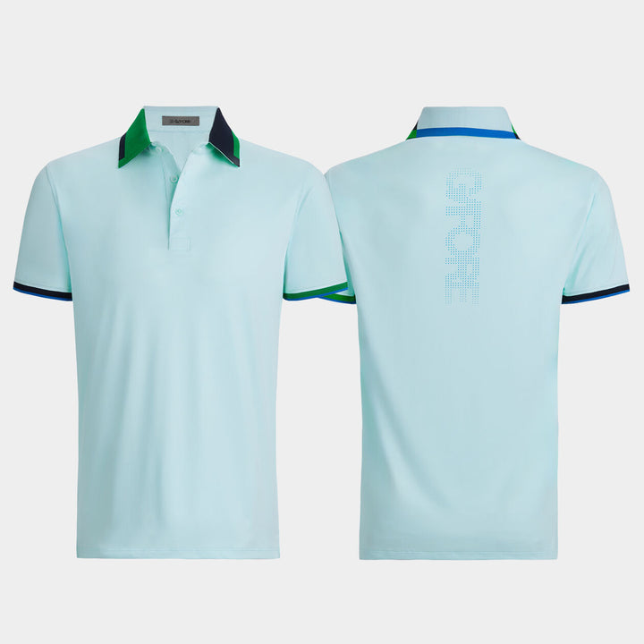 G/FORE MEN'S SILKY PIQUÉ CONTRAST BANDED SLEEVE POLO - DAYBREAK