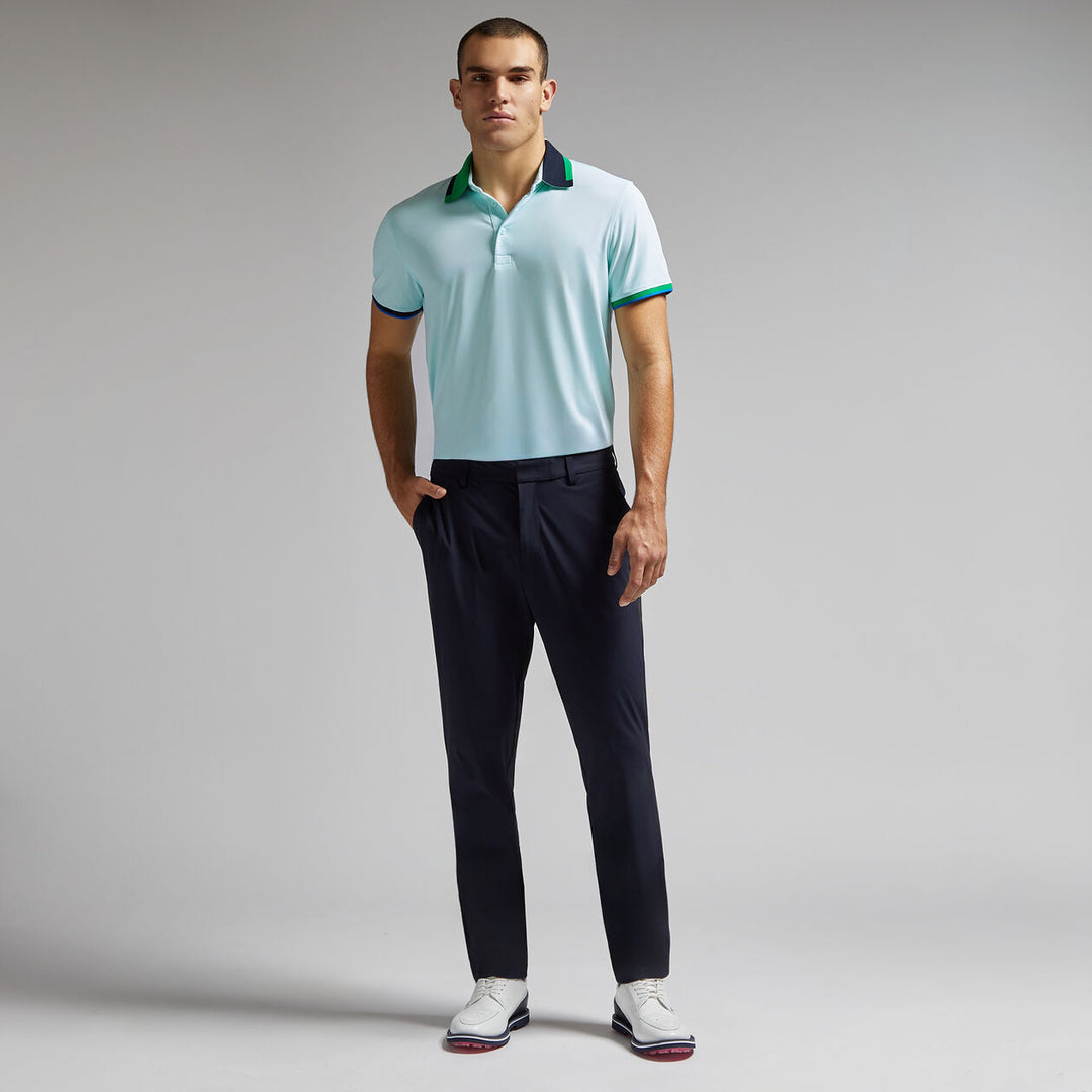 G/FORE MEN'S SILKY PIQUÉ CONTRAST BANDED SLEEVE POLO - DAYBREAK