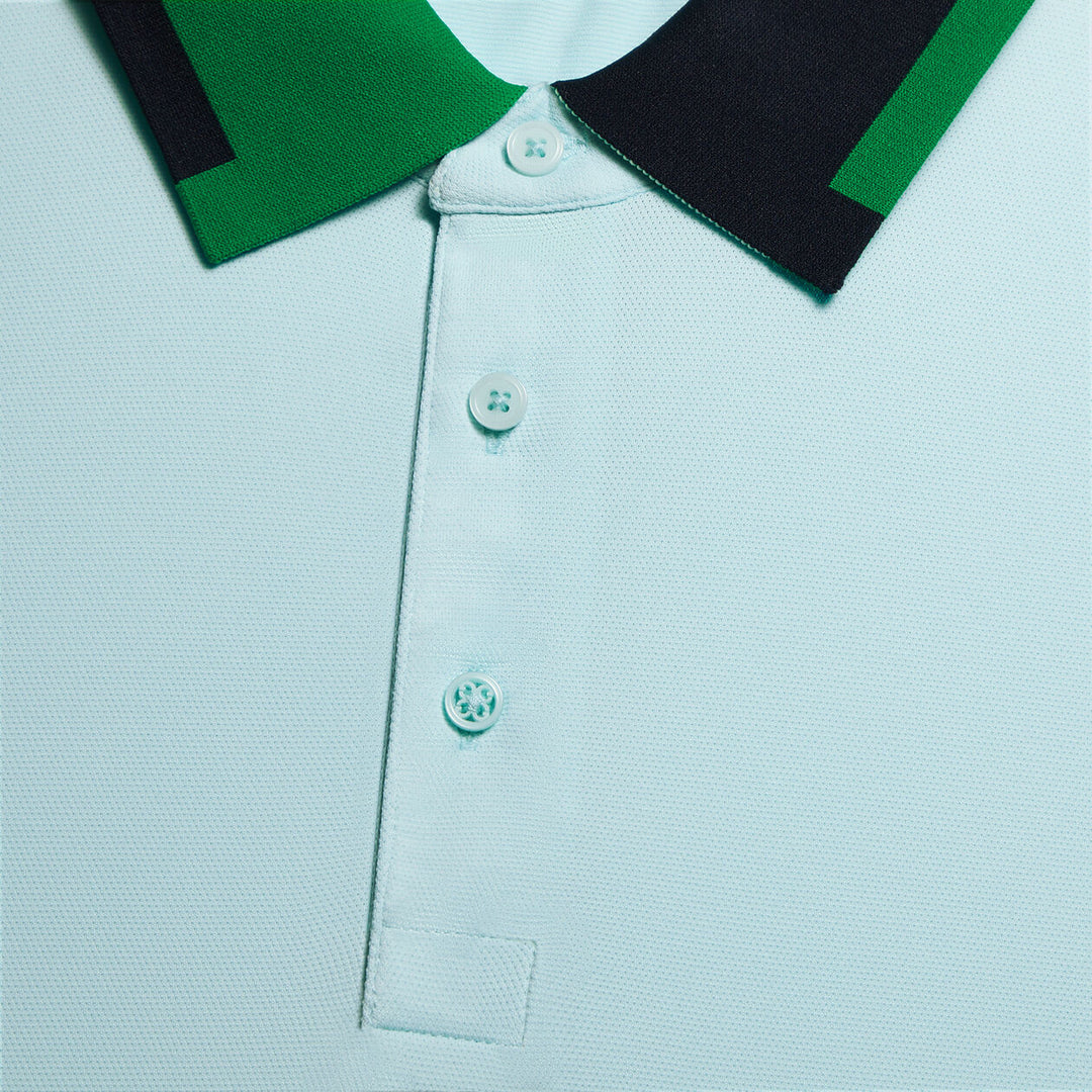 G/FORE MEN'S SILKY PIQUÉ CONTRAST BANDED SLEEVE POLO - DAYBREAK