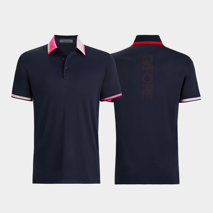 G/FORE MEN'S SILKY PIQUÉ CONTRAST BANDED SLEEVE POLO - TWILIGHT