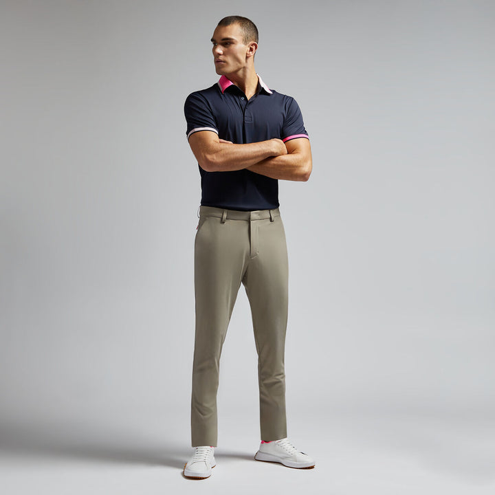 G/FORE MEN'S SILKY PIQUÉ CONTRAST BANDED SLEEVE POLO - TWILIGHT
