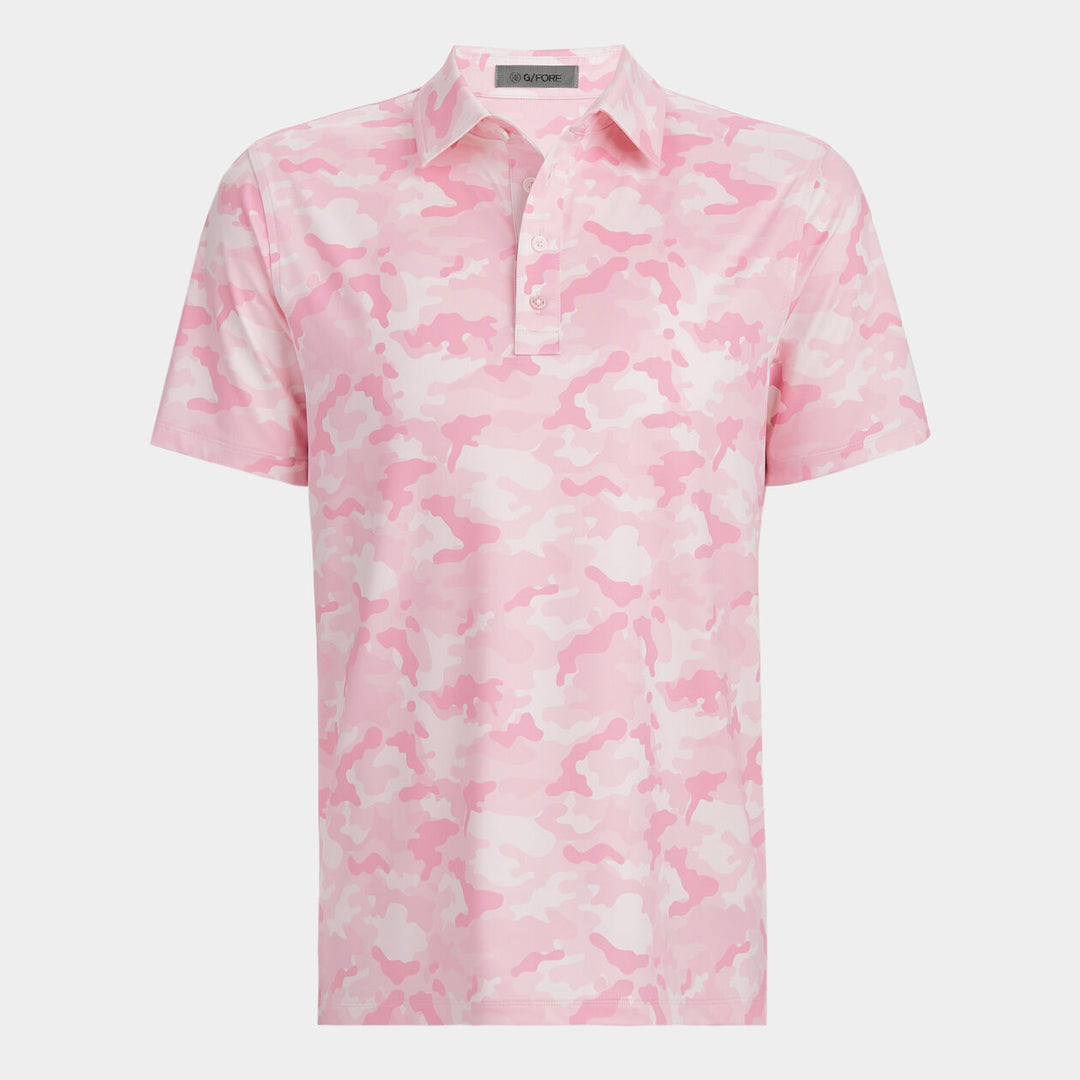 G/FORE MENS MAPPED CAMO TECH JERSEY POLO - BLUSH