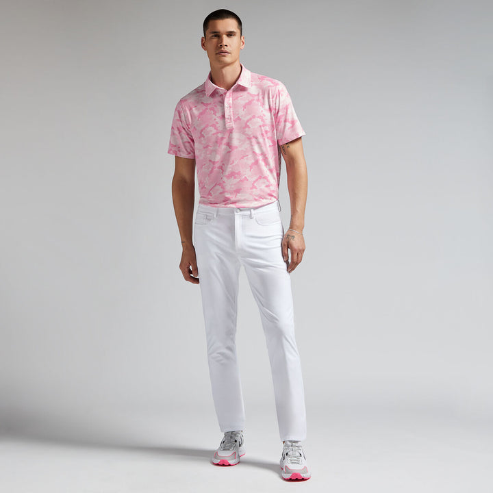 G/FORE MENS MAPPED CAMO TECH JERSEY POLO - BLUSH