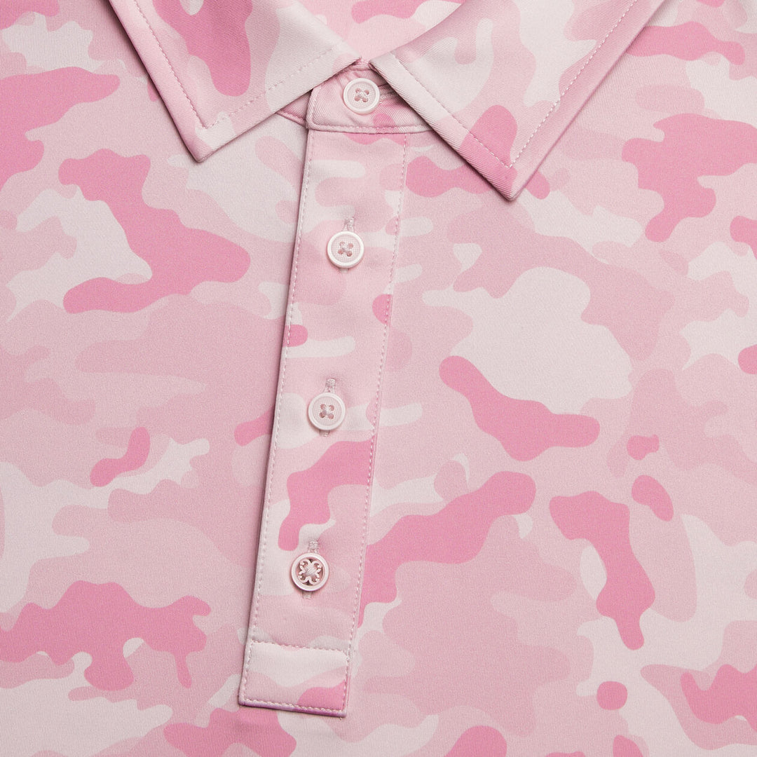 G/FORE MENS MAPPED CAMO TECH JERSEY POLO - BLUSH