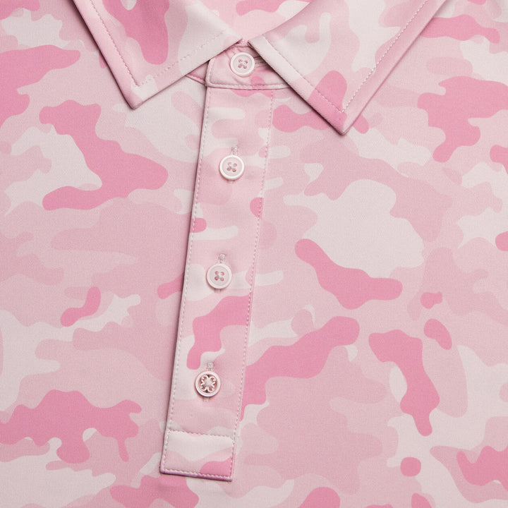 G/FORE MENS MAPPED CAMO TECH JERSEY POLO - BLUSH