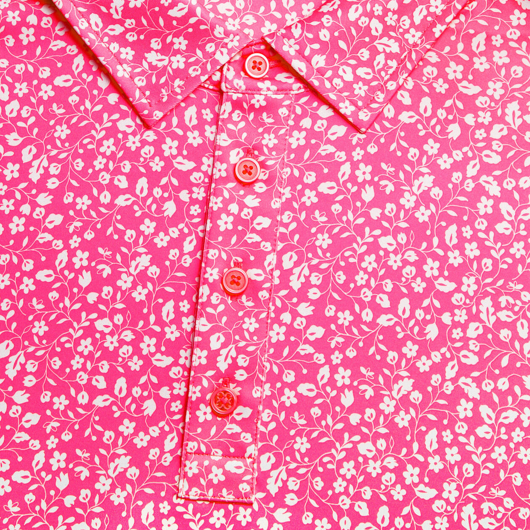 G/FORE MENS GARDEN TECH JERSEY POLO - KNOCKOUT PINK
