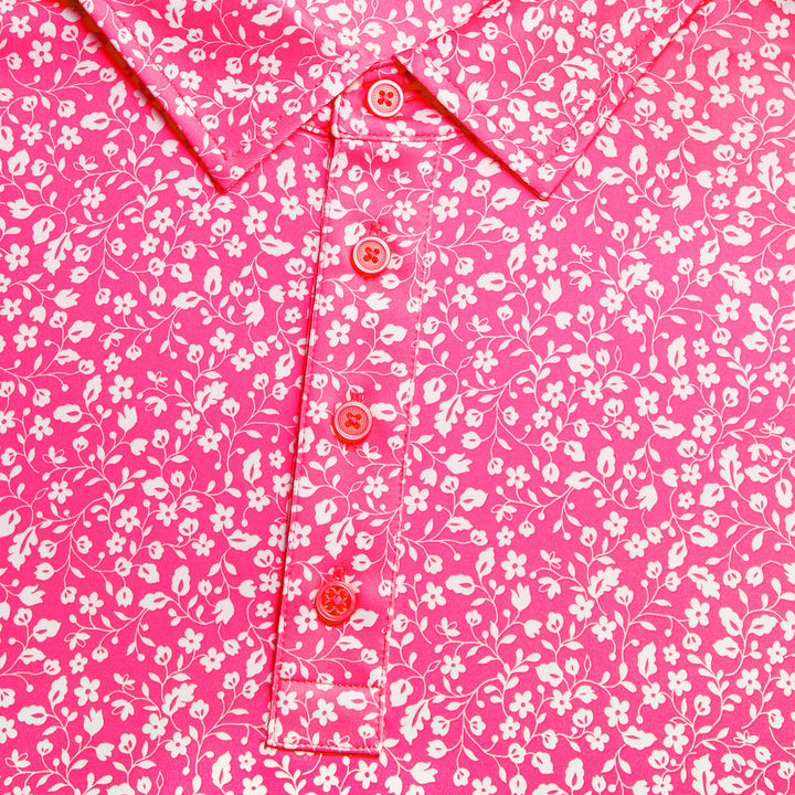 G/FORE MENS GARDEN TECH JERSEY POLO - KNOCKOUT PINK