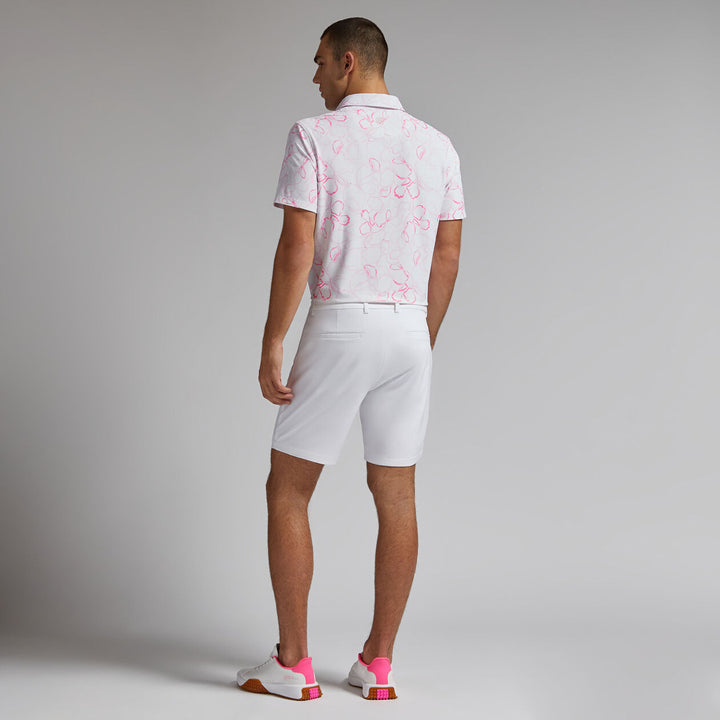 G/FORE MENS WATERCOLOUR FLORAL TECH PIQUÉ POLO - BLUSH