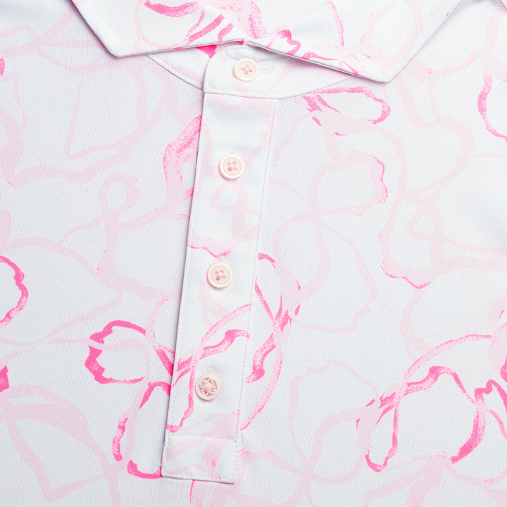 G/FORE MENS WATERCOLOUR FLORAL TECH PIQUÉ POLO - BLUSH