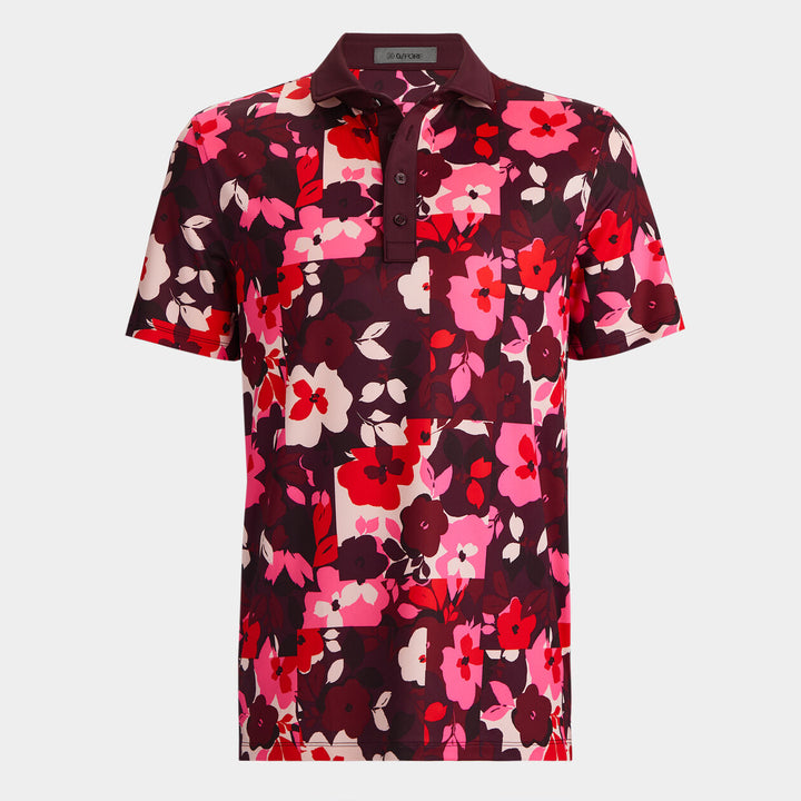 G/FORE MEN'S PATCHWORK FLORAL TECH JERSEY POLO - PORT