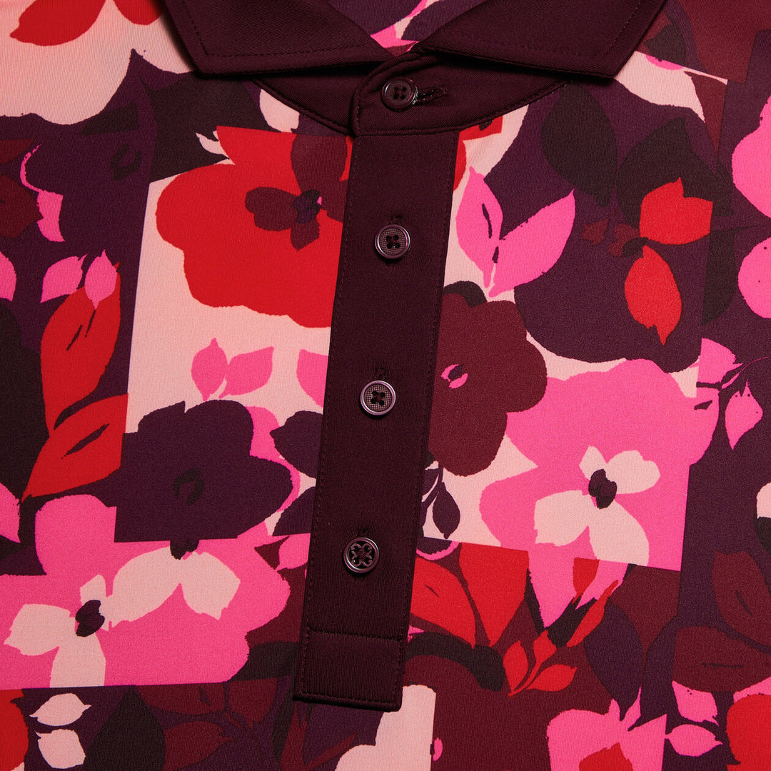 G/FORE MEN'S PATCHWORK FLORAL TECH JERSEY POLO - PORT