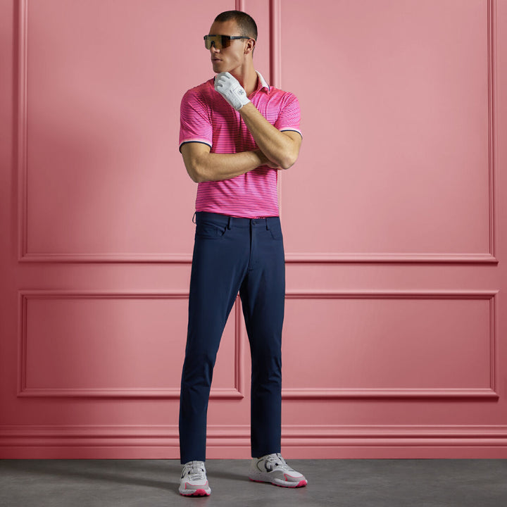 G/FORE MENS CIRCLE G'S GLITCH TECH JERSEY POLO - KNOCKOUT PINK