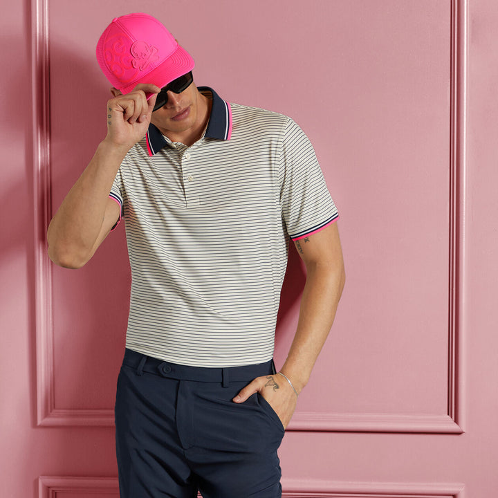 G/FORE MENS CIRCLE G'S GLITCH TECH JERSEY POLO - WINTER WHITE