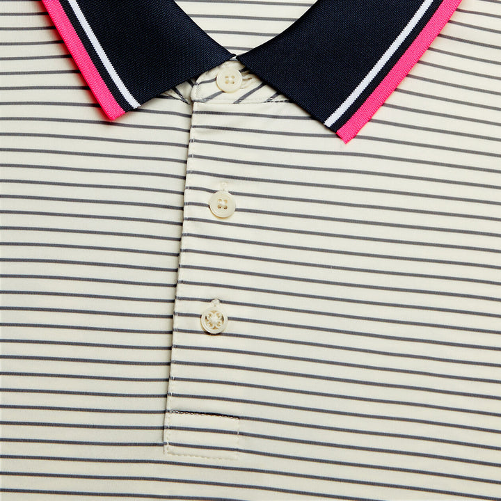 G/FORE MENS CIRCLE G'S GLITCH TECH JERSEY POLO - WINTER WHITE