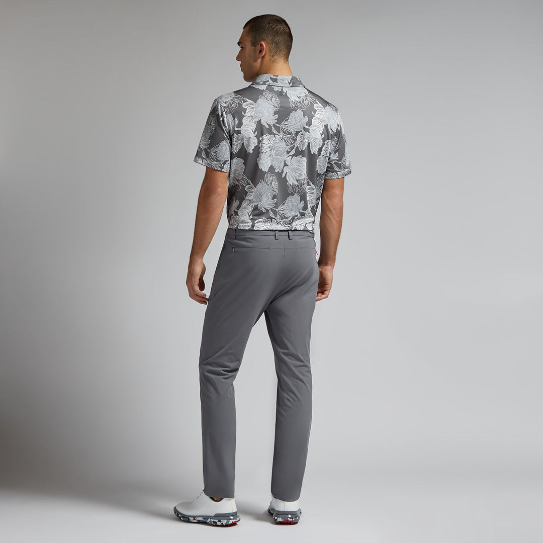G/FORE MEN'S STAMPED FLORAL TECH JERSEY POLO - CHARCOAL
