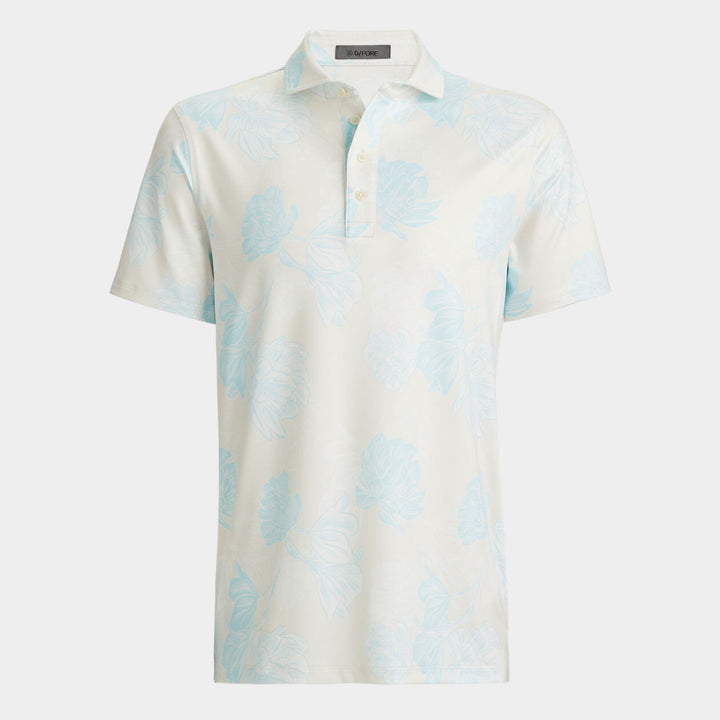 G/FORE MENS STAMPED FLORAL TECH JERSEY POLO - STONE