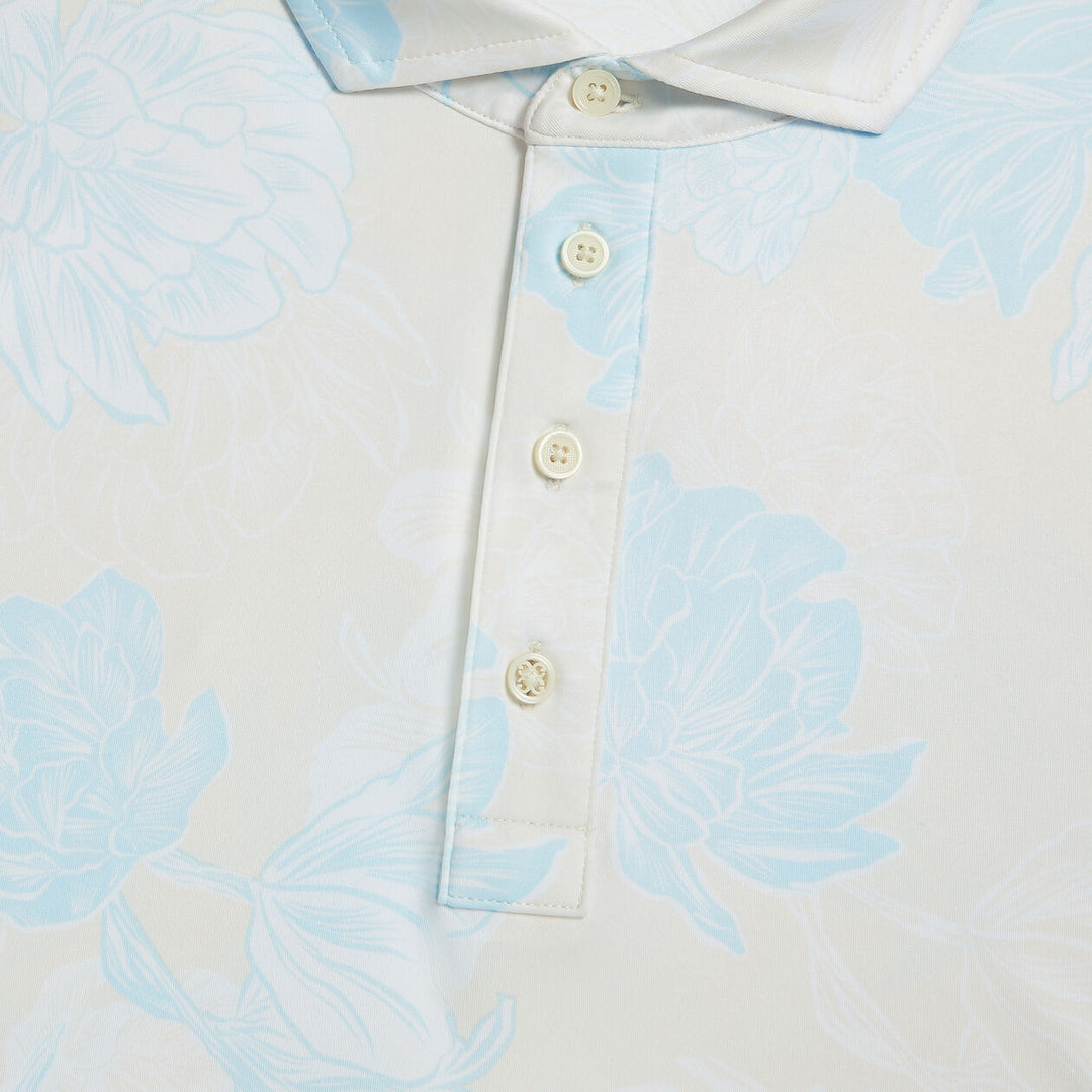 G/FORE MENS STAMPED FLORAL TECH JERSEY POLO - STONE