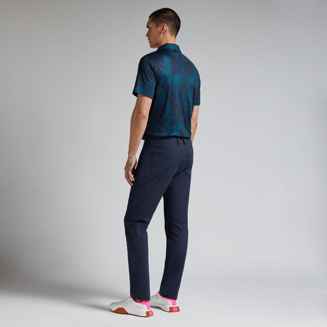 G/FORE MENS STAMPED FLORAL TECH JERSEY POLO - TWILIGHT