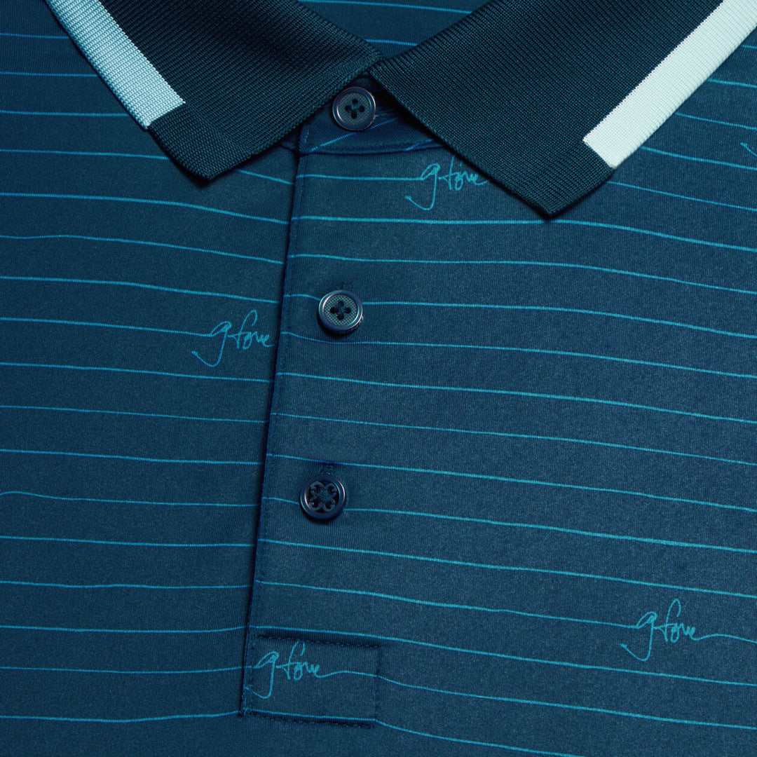 G/FORE MEN'S SCRIPT STRIPE TECH JERSEY POLO - DEEP SEA