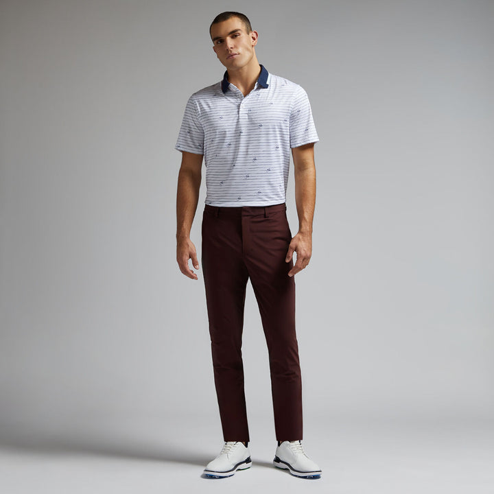 G/FORE MENS SCRIPT STRIPE TECH JERSEY POLO - SNOW