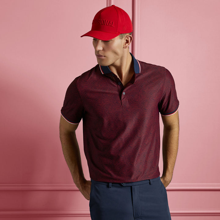 G/FORE MENS FINGERPRINT TECH PIQUÊ POLO - CABERNET