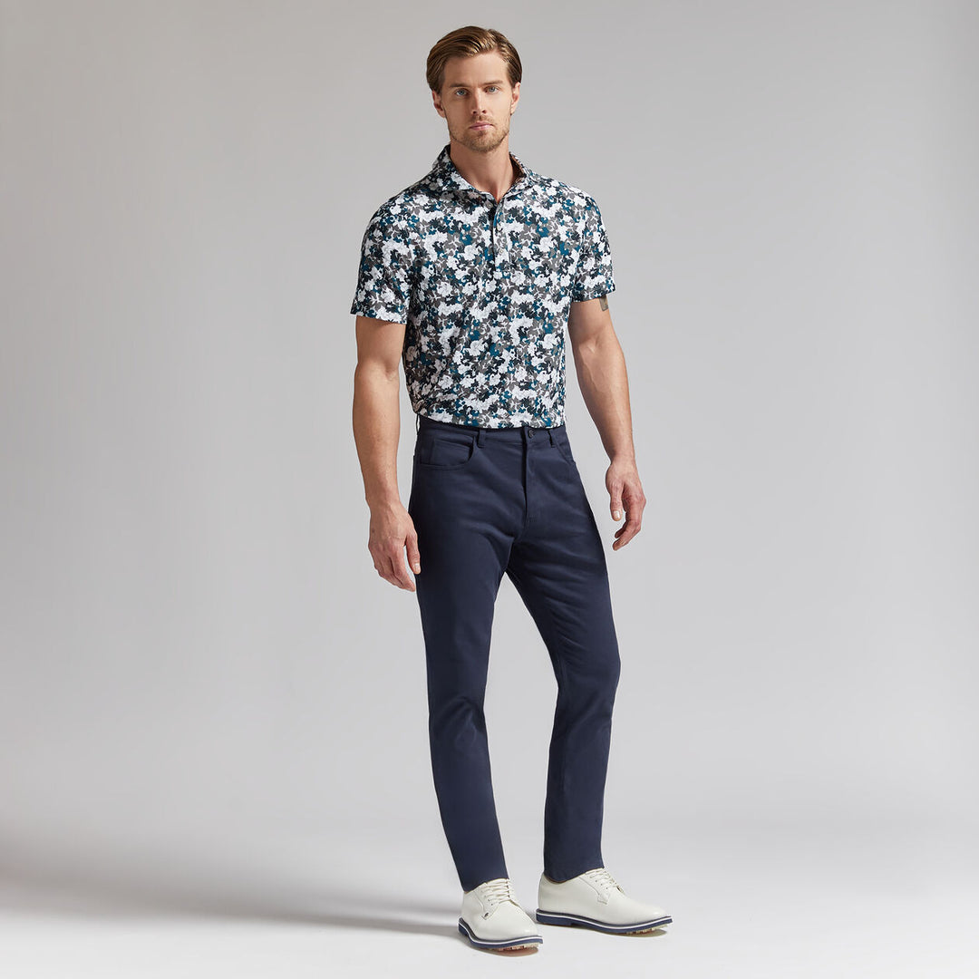 G/FORE MEN'S CAMO FLORAL TECH PIQUÉ POLO - CHARCOAL