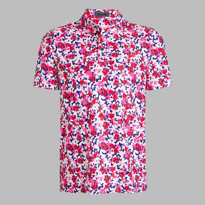 G/FORE MEN'SCAMO FLORAL TECH PIQUÉ POLO - LAVA