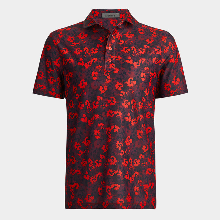 G/FORE MENS CAMO FLORAL TECH PIQUÉ POLO - POPPY