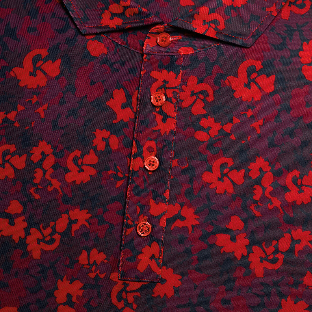 G/FORE MENS CAMO FLORAL TECH PIQUÉ POLO - POPPY