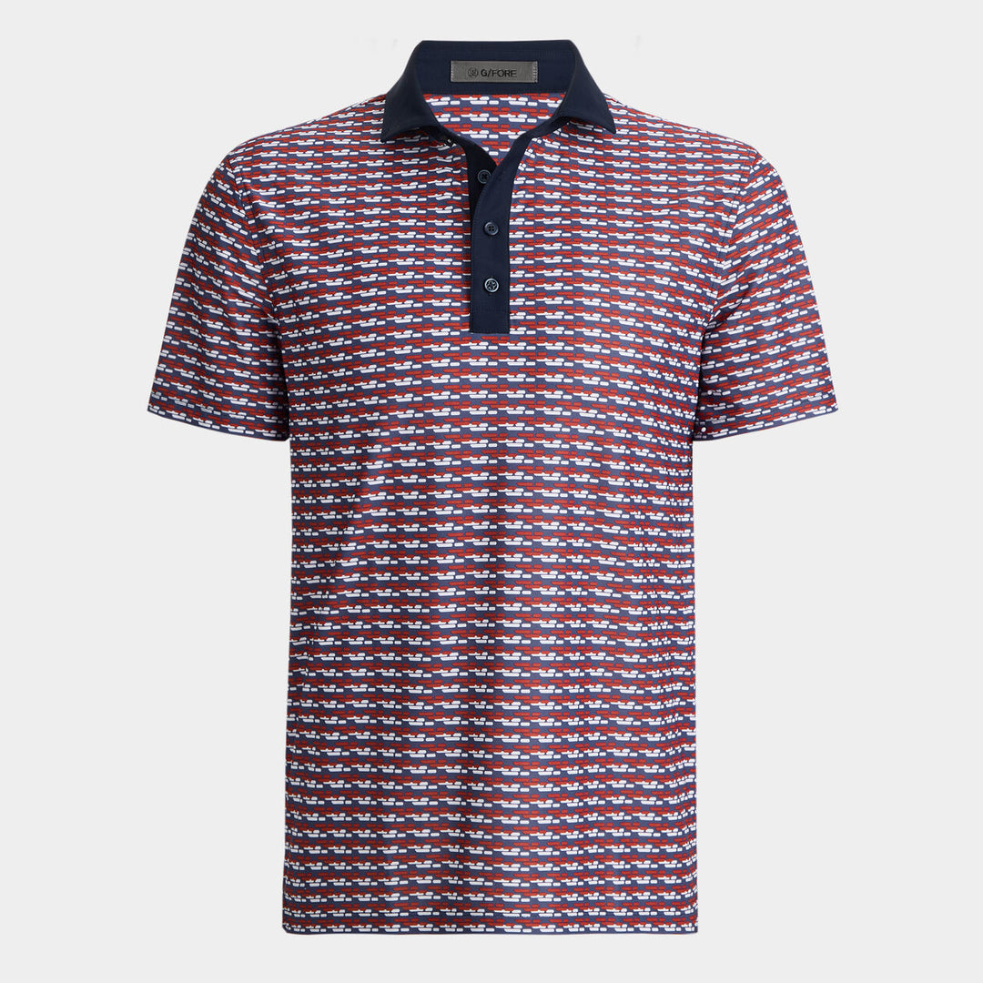 G/FORE MENS BRICK STRIPE TECH PIQUÉ POLO - CABERNET