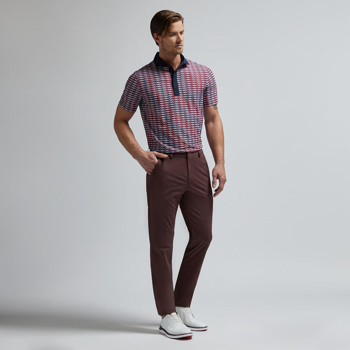 G/FORE MENS BRICK STRIPE TECH PIQUÉ POLO - CABERNET