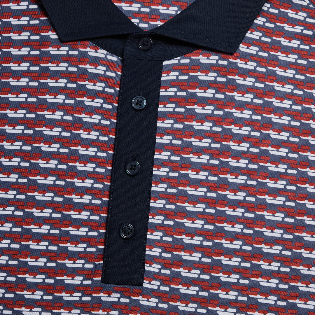 G/FORE MENS BRICK STRIPE TECH PIQUÉ POLO - CABERNET