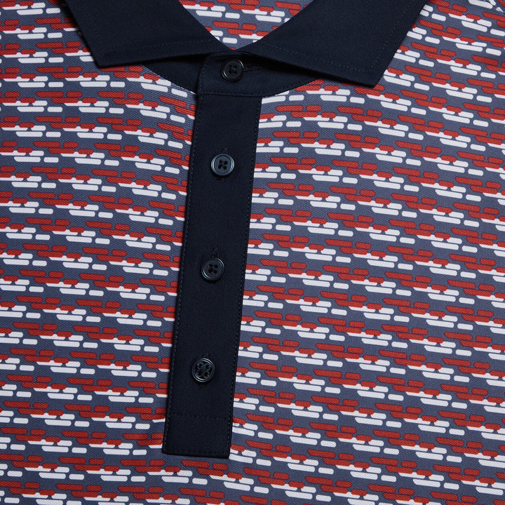 G/FORE MENS BRICK STRIPE TECH PIQUÉ POLO - CABERNET
