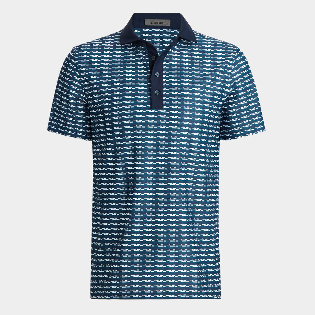 G/FORE MENS BRICK STRIPE TECH PIQUÉ POLO - DEEP SEA